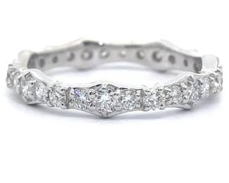 1.07 Carat Pavé Diamond Bamboo Stacking Ring