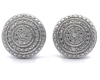 Natural Diamond Concentric Vintage Style Stud Earrings