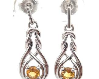 Citrine Love Knot Infinity Symbol Dangle Earrings