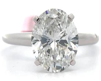 4 Carat Oval Diamond Solitaire Ring in 14k White Gold