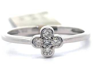 NEW! 0.16 Carat Natural Diamond Mini Cross Stacking Ring in 14k White Gold
