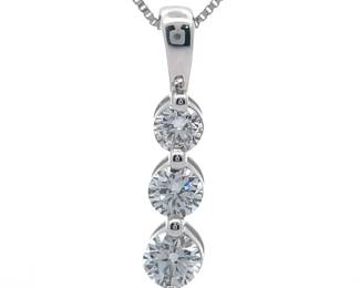 0.50 Carat Diamond Three-Stone Past, Present & Future Linear Pendant Necklace in White Gold