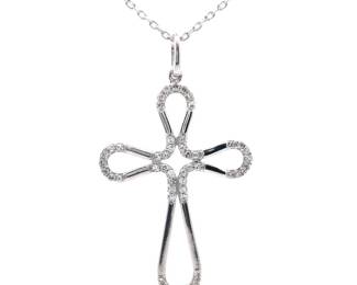 0.25 Carat Diamond Celtic Cross Pendant Necklace
