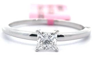 NEW! 0.50 Carat Diamond Solitaire Ring in 14k White Gold