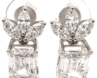 4.75 Carat Diamond Marquise Leaf Cluster Stud Earrings in 14k White Gold