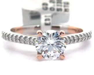 0.20 Carat Natural Diamond Pavé Trellis Ring in 14k Two-Tone Gold