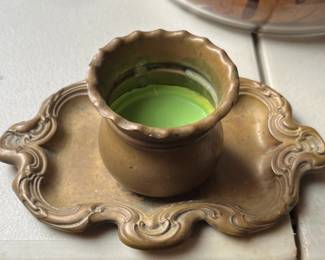 Art Nouveau copper inkwell