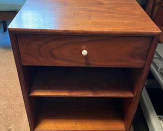 Pair of Kipp Stewart for Drexel "Declaration" walnut bedside or lamp tables