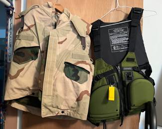 Bulletproof vest on left. Flotation vest on right