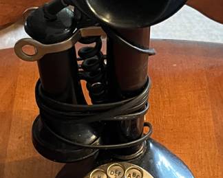 Black bakelite candlestick rotary phone