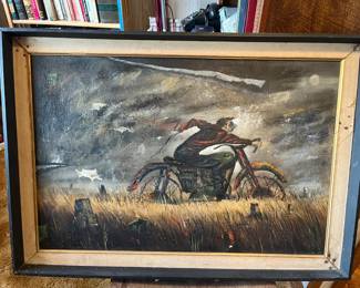 LISTED ARTIST: MCM Kenn Davis, dated 1959. Kenn Davis (1932 - 2010) was active/lived in California. Kenn Davis is known for Surrealist, visionary painting.