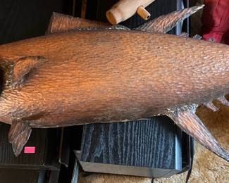 Hand carved wood tuna fish