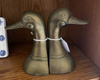 Vtg brass duckhead bookends 