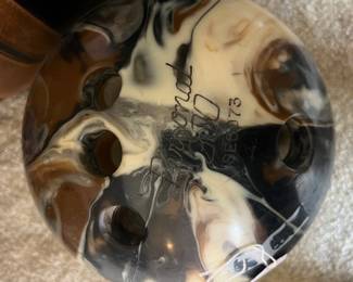 Vintage bowling ball with 4 holes!