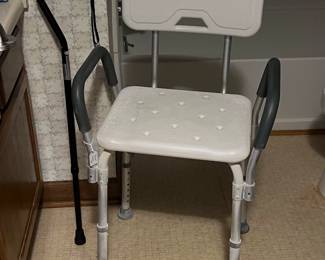 Shower chair, cane