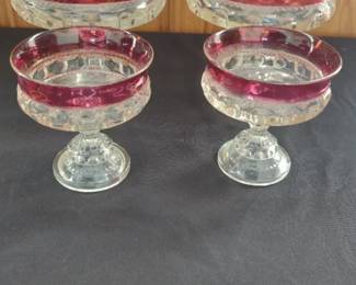 Kings Crown Ruby Red Cranberry Thumbprint Compotes