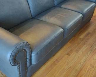 threeseater leather sofa with nailhead trim