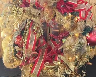 22inch Red Poinsettia Deco Wreath