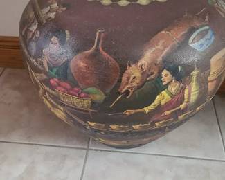 decorated clay vessel