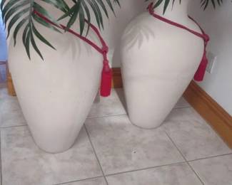 lightcolored decorative floor vase or urn