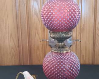 Fenton Cranberry Opalescent Hobnail lamp