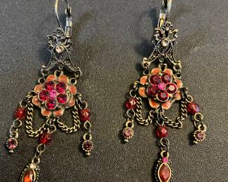 Pink crystal vintage dangle earrings