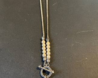 Silver colored with pearl like beads necklace by Brightom