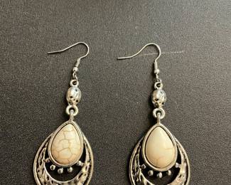 White stone earrings
