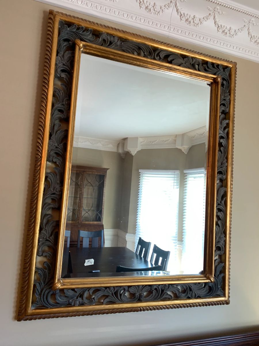 #4 black and gold beveled mirror 42x54 $100.00