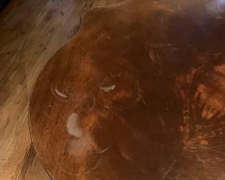 #155	Wood Round Table w/cross hatch legs - 28x28 (as is finish)	 $75.00 			
