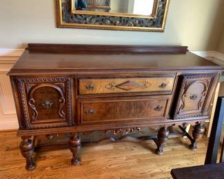 #3	buffet with burled wood and carving 2 doors and 2 drawers 57x21x37	 $275.00 			
