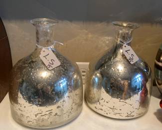 #154	Set of 2 Silver on Glass Pitchers	 $30.00 			
