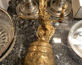 #59	Vintage Brass wall Mount Monastery Bell w/Latin "Vocem Mean A Ovime Tangit" - Missing Finial	 $75.00 			
