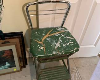#92	2 Step Green Chair Step - as is top tears	 $20.00 			
