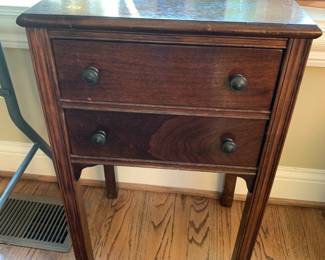 #125	Wood Table w/2 drawers - 16x13x26	 $75.00 			
