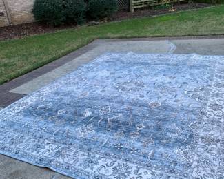 #88	Blue & White Patterned Rug 9x12 w/non-skid Back - Polyester	 $40.00 			
