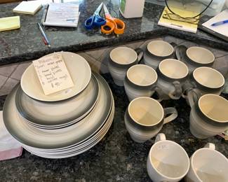 #55	Mikasa white/Gray China - 19 pcs	 $40.00 			
