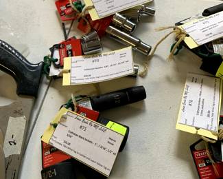 #71 Manna House Craftsman Black Sockets - 1", 1 3/16", 1/2" ad 3/16" $25.00
#72 Manna House Craftsman 15mm, 9mm and 11mm Sockets $15.00
#73 Manna House Craftsman Sockets - 7/8", 11/16, 9/16" and 1/2" $20.00
#74 Manna House Craftsman Sockets - 9/16", 7/8", 5/8" and 1/2" $20.00
#75 Manna House Craftsman Sockets - 25mm, 22mm, 12mm, 14mm, and 15mm $30.00
#76 Manna House Craftsman Sockets - 12mm., 17mm, 14mm, 11mm, and 10mm $30.00
#77 Manna House Craftsman Sockets - 5/8, 1/2", 9/1, 6", 11/16" $30.00
#78 Manna House Craftsman Adjustable Socket Wrenches - 18mm, 19mm, 17mm, 15mm and 14mm $50.00