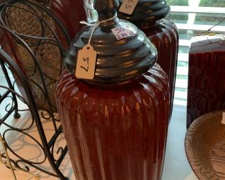 #144	Set of 2 2pc Ginger Jars - Brown/Teal Top - 17" Tall	 $50.00 			
