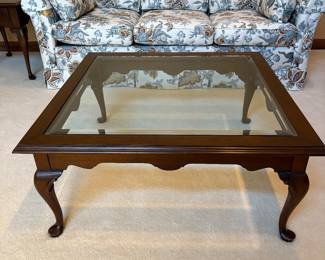 Square Glass Top / Wood Coffee Table