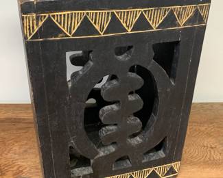 Carved African Wastebin