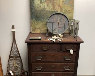 Antique Tall Oak Dresser