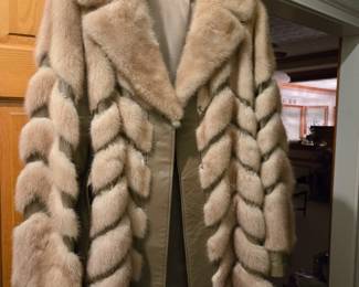 Mink and leather coat