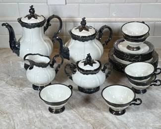 (22pc) Rosenthal Silver Overlay Coffee/Tea Pot Set