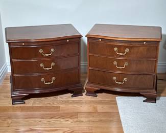 PAIR THREE DRAWER BAKER NIGHTSTANDS