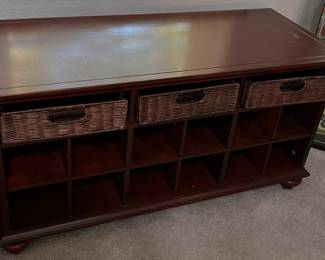 bench with storage cubicles