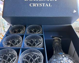 gift set, BOHEMIA crystal wine decanter and stemware