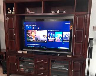 dark wood, slender profile entertainment center
