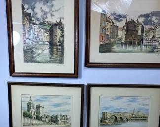 4 French Signed Prints
