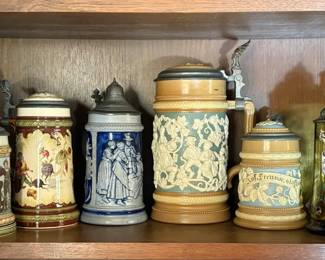 Group of Six Collectible German Steins